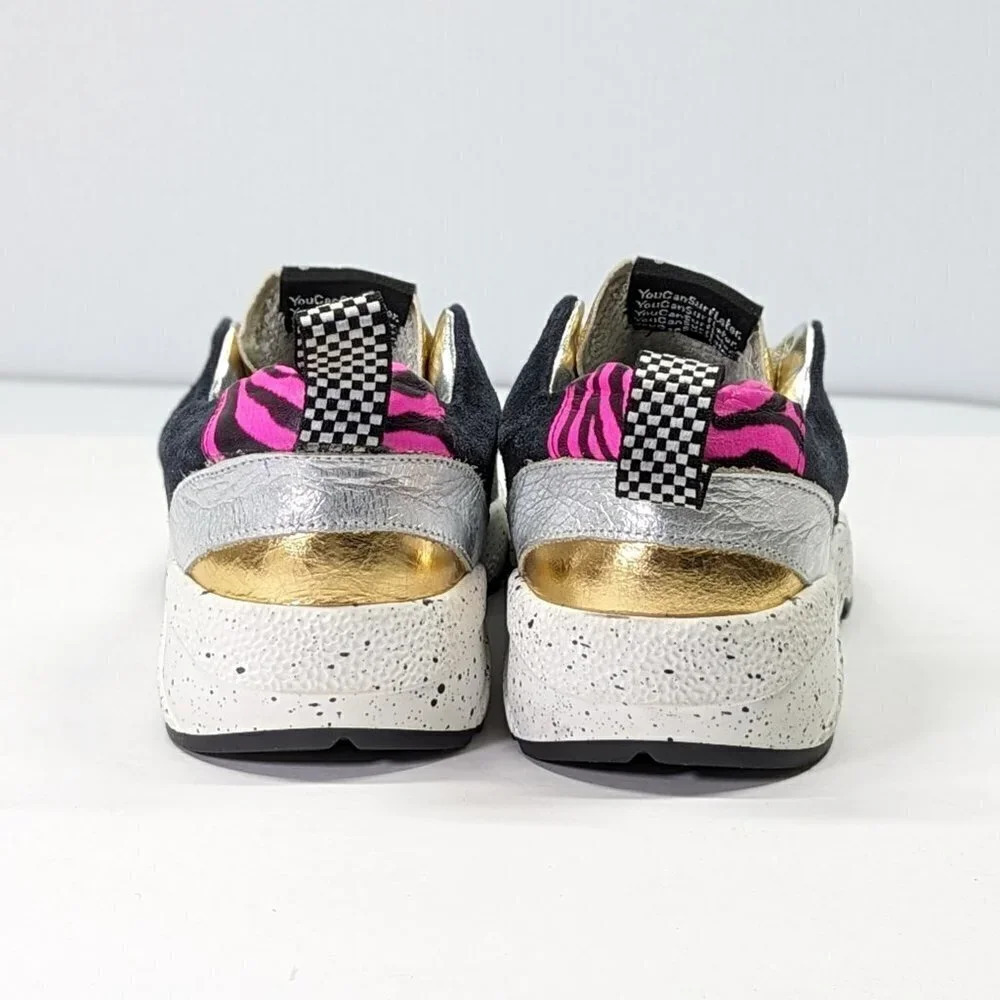 P448 Women's Alex Lace-Up Metallic Leather Sneakers Saturn Size 37 EU MSRP $298 - Picture 7 of 12